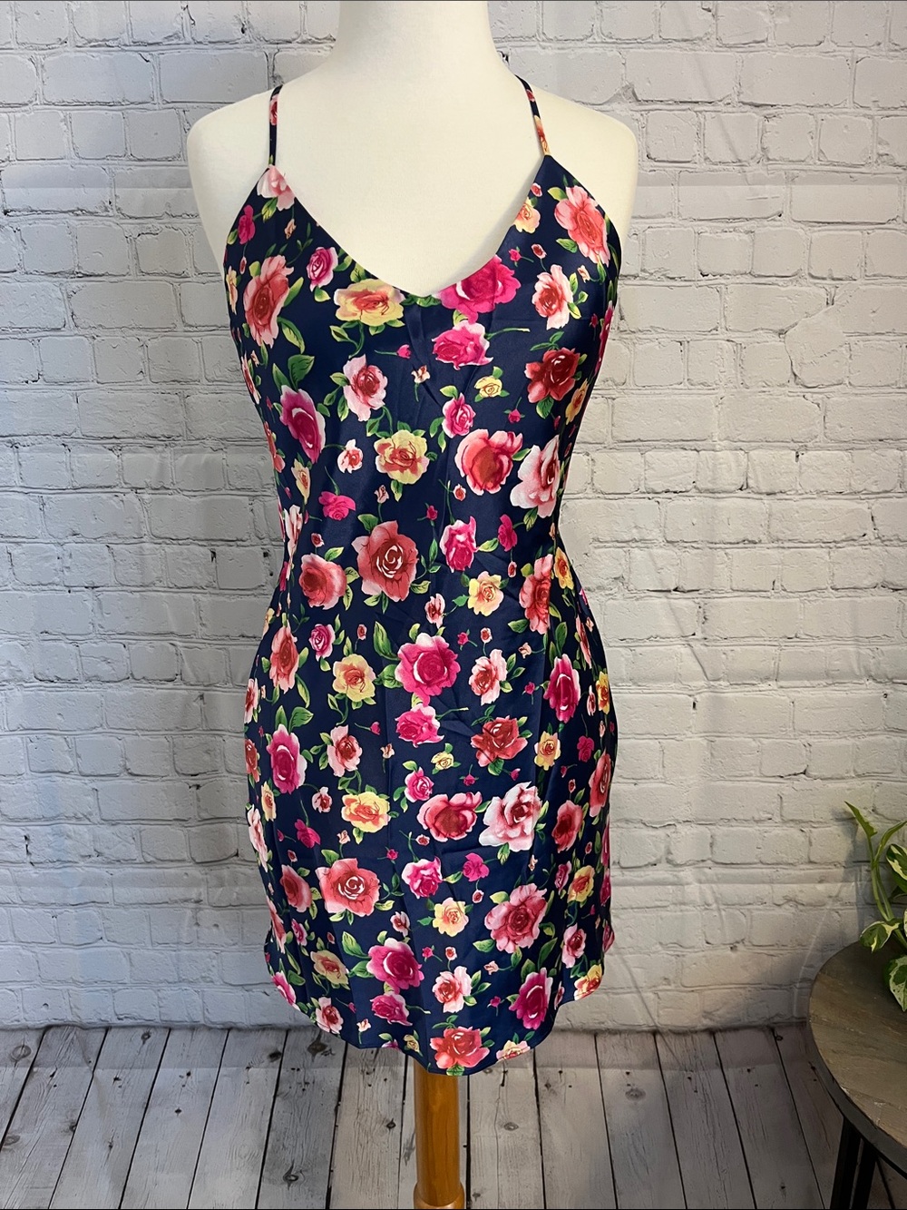 Victoria's Secret Floral Navy Slip Dress - Strappy V-Neck